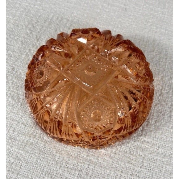 Vintage Pink American Cut Crystal Candy Dish 5 1/2” Fancy Decorative Home Decor - Picture 4 of 5